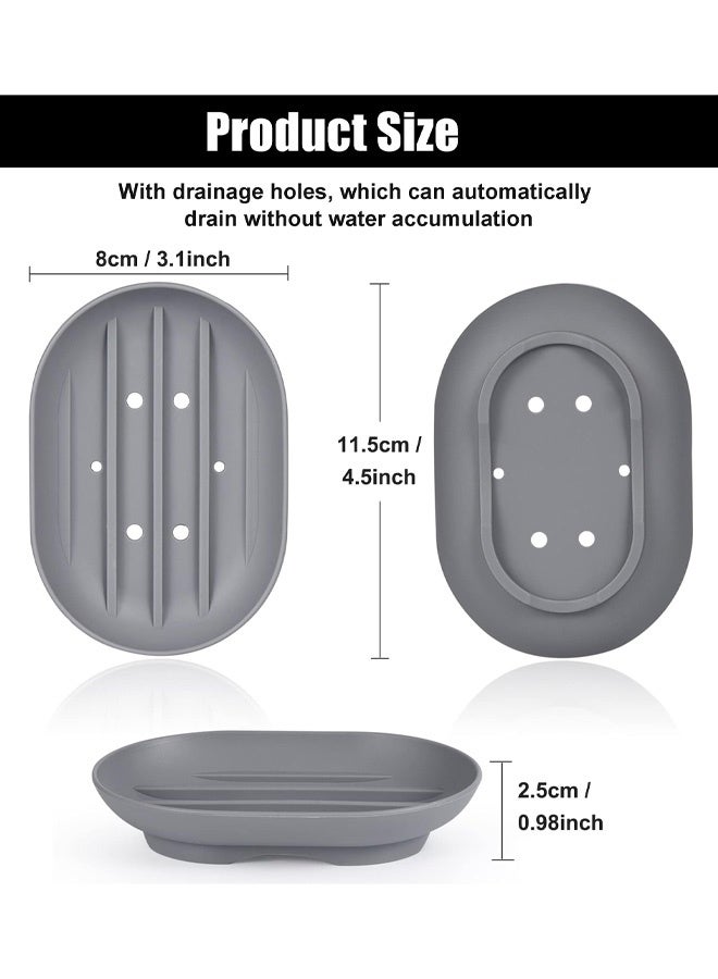 2 Pack Silicone Soap Dish Holder, Flexible Soap Box Self Draining, Anti-Slip Soap Tray for Shower, Bathroom Kitchen Countertop or Shelf, Easy to Clean - Image 2